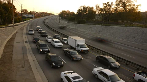 4K Highway Traffic 04 Timelapse Highway Sunset Stock Footage