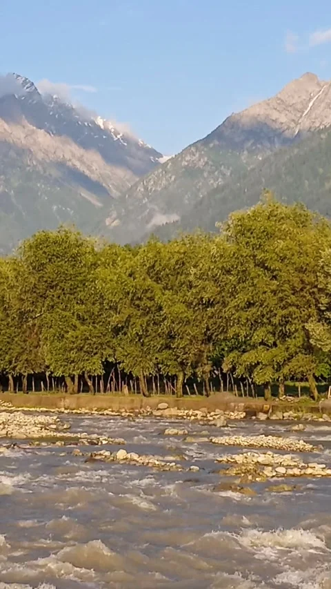 4K Himalayan River Flowing with Natural Water Sound | Kashmir Mountains India Stock Footage 337455808