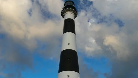 4K Historic Florida lighthouse stands tall in this dynamic time lapse Stock Footage