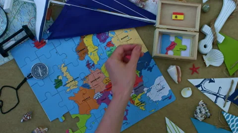 4k holiday and map  composition - travel to Spain Stock Footage 64240579