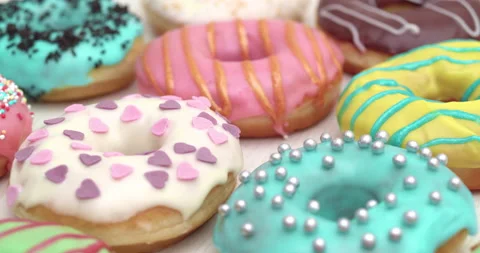 4K - Holidays Donuts. Close-up Stock-Footage 136436129