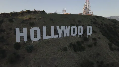 4K Hollywood Sign drone shot Stock Footage