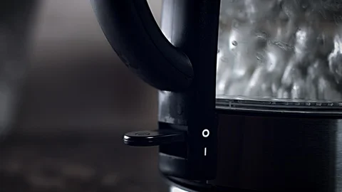 4k Home Electronic and Technology, Water Boiling in Kettle Stock Footage 86192435