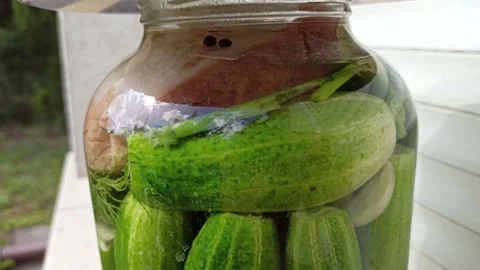4K Home Made Fermented Cucumber Healthy Organic Vegetable Food 1 Stock Footage 142453864