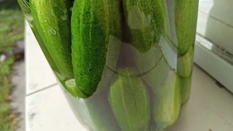 4K Home Made Fermented Cucumber Healthy Organic Vegetable Food 2 Stock Footage 142453957