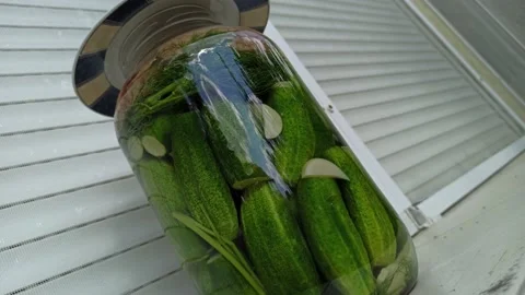 4K Home Made Fermented Cucumber Healthy Organic Vegetable Food 3 Stock Footage 142454045