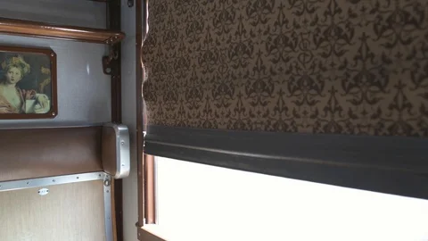 4K horizontal pan of vintage moving traing Stock Footage 90809235