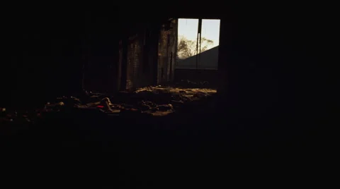 4K Horror Scene:  First Person Stumbling Through Abandon Building Stock Footage 55214239