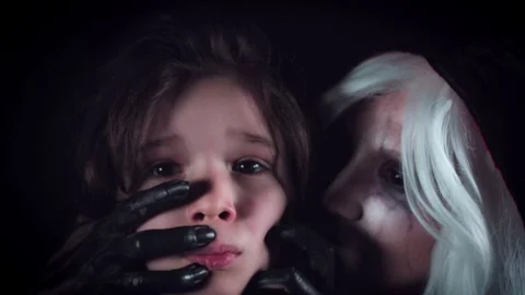 4K Horror Witch Kidnapping a Boy, Child's Nightmare Stock Footage 71486344