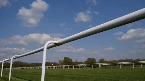 4k Horse Racing low angle race horses pass by Video stock 62755343