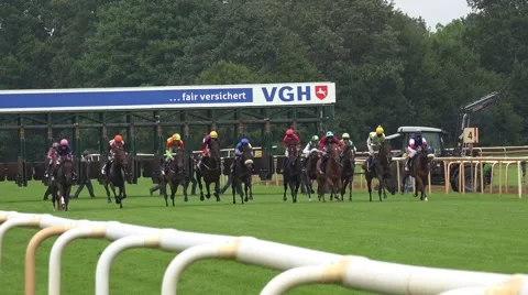 4k Horse Racing start scene and race Stock Footage 40252161