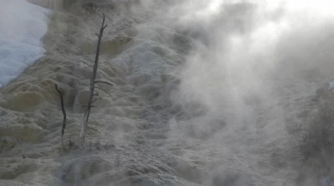 4K Hot Spring water falls with alot of fumes Stock-Footage 47966293