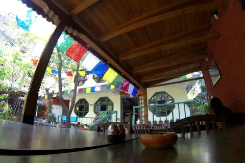 4K. Hotel open air cafe. Kathmandu. Nepal. Ultra HD, 4096x2730 (time lapse) Stock Footage 44400711