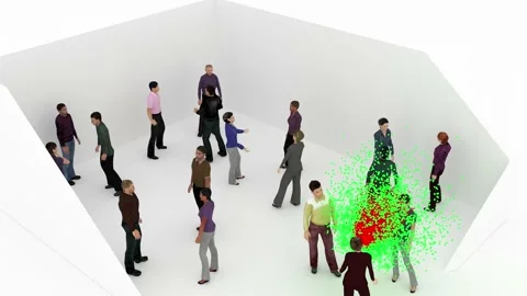 4K How Does Covid - 19 Spread In Airless Room? Video stock 130699175