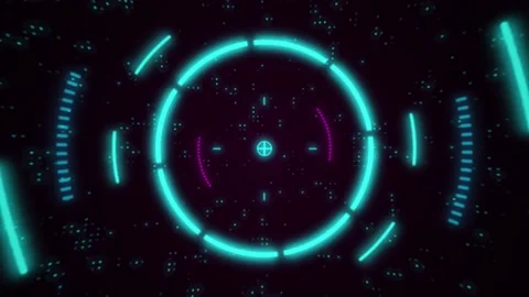 4K HUD circle interfaces, Hi-tech futuristic display, Loading, target. Stock Footage 183672774