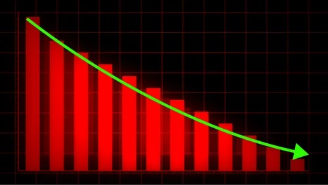 4k HUD graph,Bar graph fall down with arrow,Business digital trend. Stock Footage 114677684