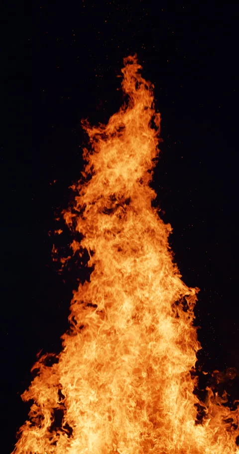 4K - Huge Flame of Fire. Vertical Stock Footage 280417997