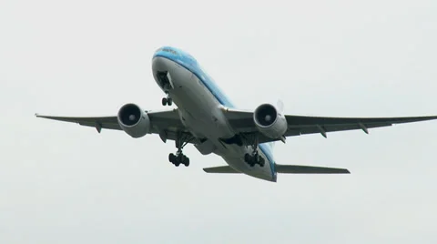 4K Huge KLM airplane taking off at airport Stock Footage 35014204