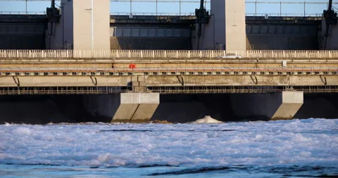 4K - Hydroelectric dam. Close-up Stock Footage 249670021