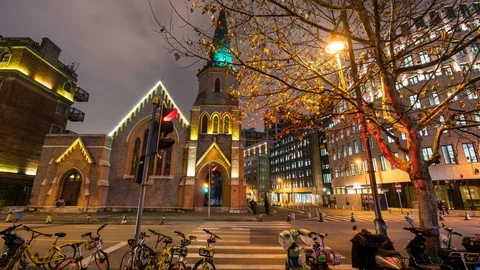 4K Hyper Lapse of a Church with Traffic, Shanghai, China 動画素材 87731307