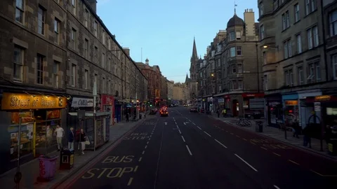 4K Hyper Lapse of Double Decker Bus Driving Through City of Edinburgh, Scotland Stock Footage 119139835