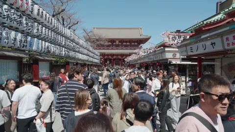 4K Hyper lapse of Many tourists walking in Asakusa Sensoji Temple Stock Footage 279878638