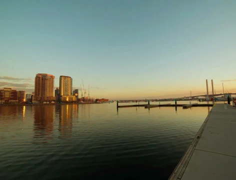 4K, hyper lapse Over the Docklands Stock Footage 39072914