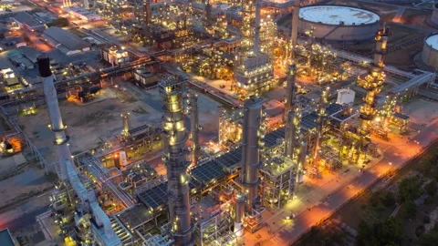 4K  hyper lapse refinery  during sunset time Stock-Footage 132279972