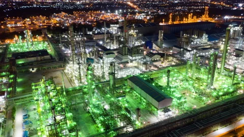 4K  hyper lapse refinery  during sunset time Stock-Footage 132654333