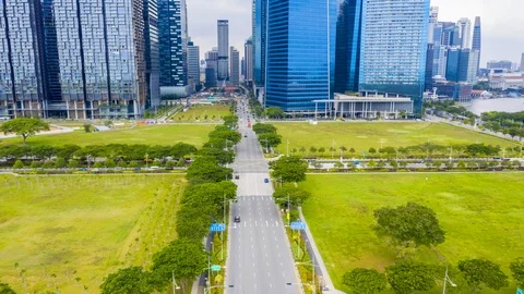 4k Hyper lapse Traffic on the road leading to the business district in Singapore Stock Footage 124906978