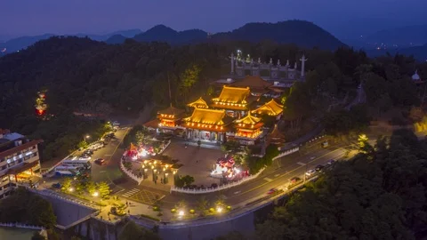 4k Hyper lapse of Wenwu temple at Sun moon lake, Taiwan.. Stock Footage 121648296