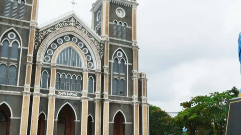 4K hyper time lapse beautiful public church in Chanthaburi landmark Video stock 93467987