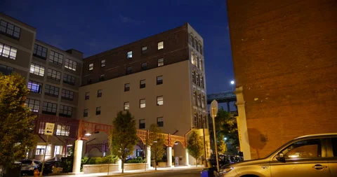 4K HYPER TIME LAPSE OF CITY APARTMENT BUILDING AT NIGHT Stock Footage 132080390