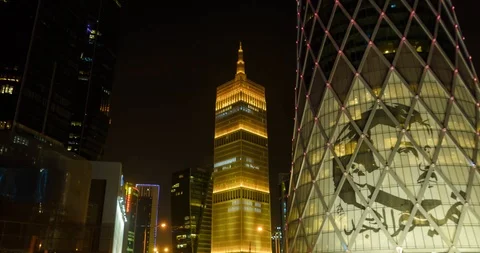 "4K Hyperlapse of Al Asmakh Tower, former IBQ, Doha, Qatar" Stock Footage 95593330
