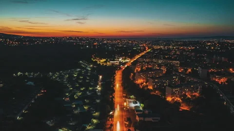4k hyperlapse of car traffic on the road at night in city downtown. Stock Footage 151503104