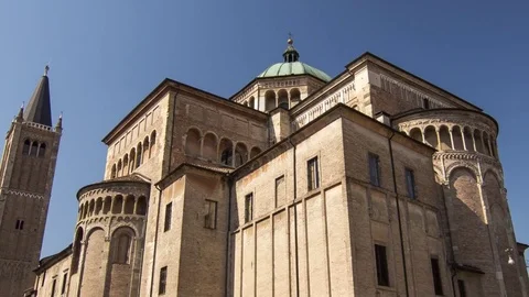 4K Hyperlapse in the centre of Parma, Cathedral of Parma, Italy Stock-Footage 74210904