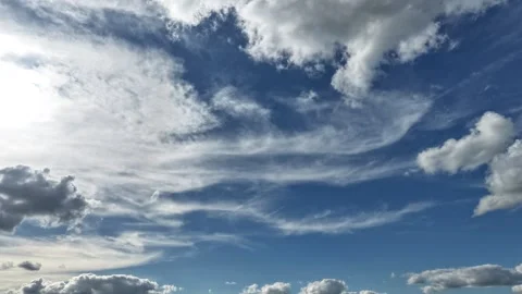 4K Hyperlapse Clouds Moving Across Blue Sky Stock Footage 337398514