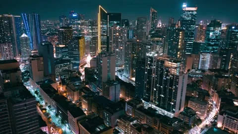 4K Hyperlapse Drone Footage Of Metro Manila At Night / Philippines Stock Footage 241205725