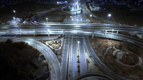 4K : Hyperlapse drone shot over highway multi-level junction road. Stock Footage 171319550