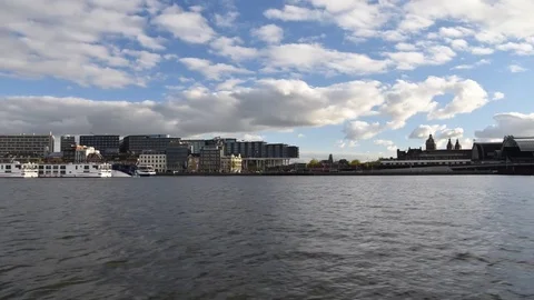 4K Hyperlapse Ferry crossing river IJ, Amsterdam, Netherlands Stock Footage 82119568