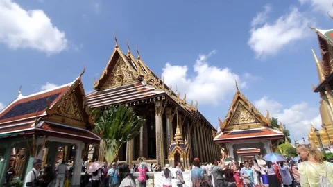 4K: Hyperlapse at The Grand Palace Temple In Bangkok, Thailand. Stock Footage 73613712