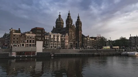 4K Hyperlapse Moving Timelapse Amsterdam Cathedral Stock Footage 111668317