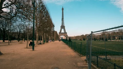 4K Hyperlapse Moving Timelapse Eiffel Tower Paris France - Dolly Backwards Stock Footage 111591815