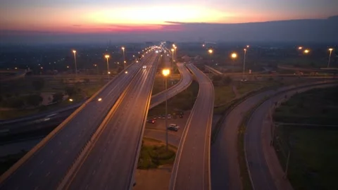 4K : Hyperlapse or Dronelapse Top view of Highway road junctions 스톡 동영상 171059279