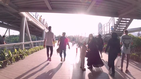 4K hyperlapse of people walking on the nature bridge in Tehran-Iran. Video stock 155320874