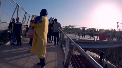 4K hyperlapse of people walking on the nature bridge in Tehran-Iran. Video stock 155321094