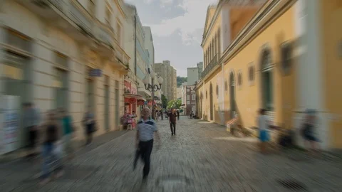 4K Hyperlapse of people walking in a stone street Stock Footage 89976445