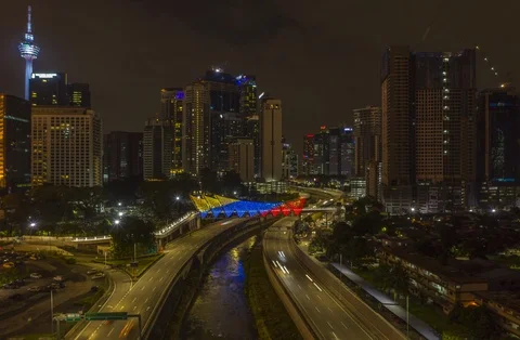 4k Hyperlapse of Saloma Link Bridge Stock Footage 125963892