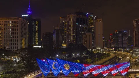 4k Hyperlapse of Saloma Link Bridge  Stock Footage 127883631