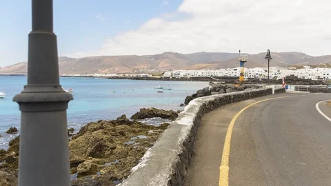 "4K Hyperlapse Of Seafront In Lanzarote Punta Mujeres Hl" Stock Footage 100857581